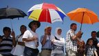 People attend the ceremony at the Potocari memorial centre