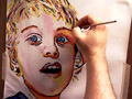 A blind painter creates a painting of his son.