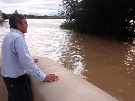 Rep. Barletta looks at the Susquehanna River in downtown Wilkes-Barre on Thursday night