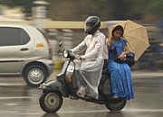 Pollution from vehicles and other fossil fuel burning in South Asia is a major contributor to the increased pollution particles, causing a cooling effect of the surface. The surface cooling slows atmospheric air circulation, leading to a reduction in the summer monsoon rainfall. Photo courtesy of Arvind Jain.