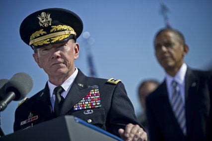 Army Gen. Martin E. Dempsey, chairman of the Joint Chiefs of Staff, addresses audience members at a ceremony  to commemorate the 11th anniversary of the 9/11 terrorist attacks at the Pentagon, Sept. 11, 2012.