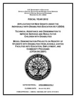CFDA 84.326Y FY 2012 Grant App Model Demo Projs on Re-Entry of Studts w/Dis from Juv Just Facilit into ED, Employ, & Comm Progs