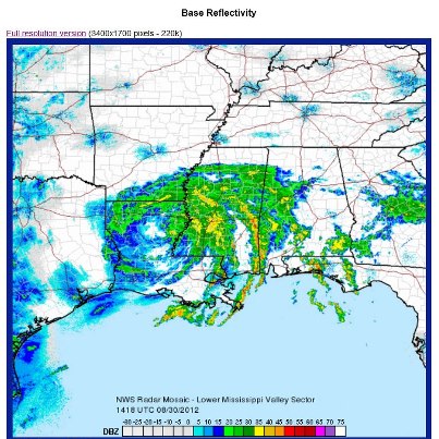 Photo: Rains from Isaac continue for much of the Gulf Coast region. A few flood safety reminders: 

 - After a flood, return home when authorities indicate it is safe. Don’t drive or walk through flooded roads *turn around, don’t drown*
 - Almost half of all flash flood deaths happen in vehicles. When driving, watch for flooding in low lying areas or at bridges & highway dips.
 - Visit www.Ready.gov/floods or http://m.fema.gov/floods.htm on your phone for more flood safety tips.

(Radar image courtesy of U.S. National Weather Service, 2:30 p.m. EDT, August 30.)
