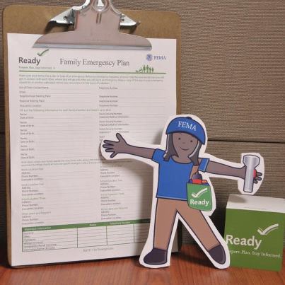 Photo: FEMA Flat Stella wants you to make a communication plan with your family during National Preparedness Month. This communication plan should include important information, like how to stay in touch if your cell phones don’t work. Your family should also decide where your emergency meeting spot will be.  Find more tips on making your plan at www.Ready.gov/make-a-plan.