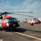 Photo: Houston, Tex., Aug. 28, 2012 - Two Coast Guard MH-60 Jayhawk helicopters from Air Station Mobile sit pre-staged on the runway in front of Air Station Houston in preparation for Hurricane Isaac’s landfall. An HC-144 Ocean Sentry airplane and four MH-65 Dolphin helicopters from Mobile and New Orleans are also pre-staged at the air station.Coast Guard units all along the Gulf Coast have relocated assets to better assist people in distress after Hurricane Isaac makes landfall.U.S. Coast Guard photo by Petty Officer 3rd Class Richard Brahm.