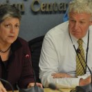 Photo: Washington, D.C., August 28, 2012 --  Department of Homeland Security Secretary Janet Napolitano and FEMA Deputy Administrator Richard Serino hold a breifing in regards to Hurricane Isaac preparations.