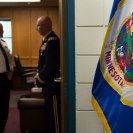 Photo: Gen. Dempsey and Maj. Gen. Rick Nash, Minnesota National Guard Adjutant General, talk at the National Guard Armory in Rosemount, MN.