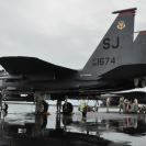 Photo: Airmen from the 414th Fighter Group, Seymour Johnson Air Force Base, N.C., service their aircraft while playing opposing forces during an operational readiness exercise at Homestead Air Reserve Base, Fla. The fighter group led a total force integration team to support the exercise.