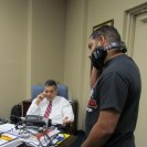 Photo: Congressman Rivera going live on the air with Enrique Santos to speak about the Deferred Action Workshop.