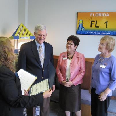 Photo: Thankful for an informative visit and tour with Lighthouse Central Florida. Also appreciate receiving the Lighthouse Champion Award. Their work assisting the visually impaired and helping place them into jobs is appreciated throughout our community.