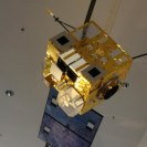 Photo: Model of a GOES satellite at the David Skaggs Research Center.