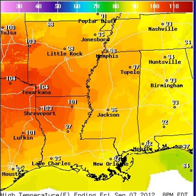 Photo: ...Dangerous Heat Impacting Portions of the South...

Hot temperatures and high humidity will again push heat index values to between 105 and 110 degrees on Friday afternoon. The high heat index will make some outdoor activities dangerous by increasing the risk of heat related illness. Take extra precautions if you work or spend time outside in this area. Temperatures will begin to cool this weekend.

Details...

http://www.hpc.ncep.noaa.gov/discussions/hpcdiscussions.php?disc=pmdspd