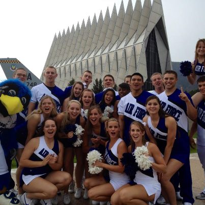 Photo: Thanks to the USAFA Cheerleaders and Dance team for shooting a line for the Sunday Night Football open for us!