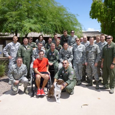 Photo: PHOENIX, AZ -- Airmen from the 161st Air Refueling Wing show their support for recently injured Technical Sergeant Ryan Pinney. Sergeant Pinney, a Boom Operator, was injured during a BMX racing accident and is undergoing an intense rehabilitation program. (U.S. Air Force photo/Released)