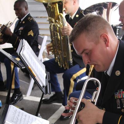 Photo: More of Arsenal Brass. From front to back: SSG Lawrence Henry, SFC Alan Herold, SPC Jordan Roberts, SGT Andrew Dykes