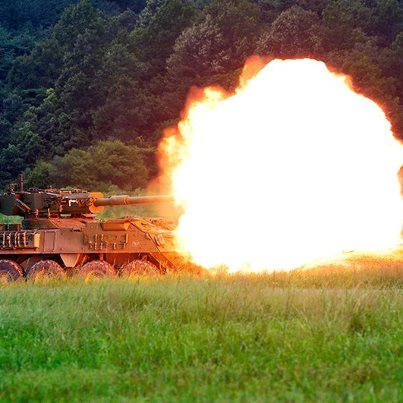 Photo: A Stryker from C Company, 1st Battalion, 27th Infantry Regiment, “Wolfhounds,” 2nd Stryker Brigade Combat Team, 25th Infantry Division fires live rounds during a Combined Arms Live Fire Exercise as part of Operation Wolfhound Maul at the Rodriguez Live Fire Complex, Republic of Korea, August 31.