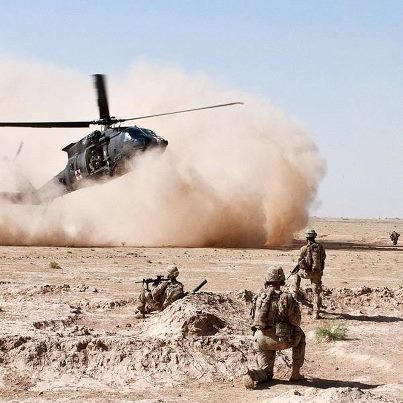 Photo: A medical evacuation helicopter flown by 82nd Combat Aviation Brigade Soldiers lands as paratroopers from the 82nd Airborne Division's 1st Brigade Combat Team secure the area in Ghazni province, Afghanistan.