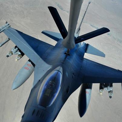 Photo: A U.S. Air Force F-16 Fighting Falcon (Viper) is refueled over Afghanistan during overseas contingency operations, August 3, 2012. The 22d Expeditionary Air Refueling Sq. (EARS) conducts missions out of Transit Center at Manas, Kyrgyzstan, and plays an integral role in keeping air assets refueled in support of U.S. and coalition ground forces. (U.S. Air Force photo/Staff Sgt. Clay Lancaster/ Released)