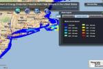 A map generated by Georgia Tech's tidal energy resource database shows mean current speed of tidal streams. The East Coast, as shown above, has strong tides that could be tapped to produce energy.  | Photo courtesy of Georgia Institute of Technology