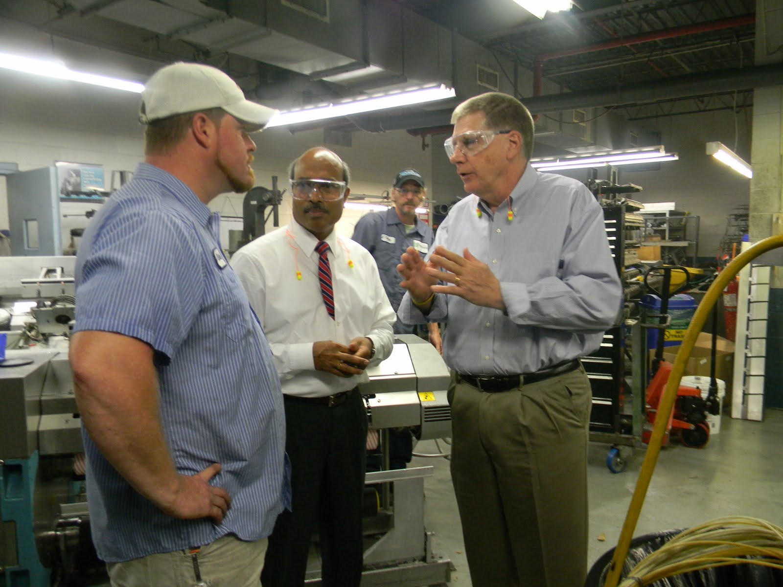 Rep. Larry Kissell (NC-08) visited Premiere Fibers to meet with employees and tour the facility last week. Kissell was joined on the tour by Premiere Fibers� President John Amirtharaj, Administrative Applications Technician Amanda Owens and Administrative Manager Jane Cauble. 