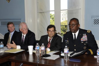 Army Vice Chief of Staff Gen. Lloyd J. Austin III briefs a congressional panel on Traumatic Brain Injury, Sept. 6, 2012, in Washington, D.C. Also in attendance were NFL Commissioner Roger Goodell, Congressman Mike Thompson (D-CA/1), and Congressman Gus Bilirakis (R-FL/9).