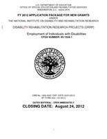 CFDA 84.133A-1: FY 2012 Grant App: Employment of Individuals w/Disabilities