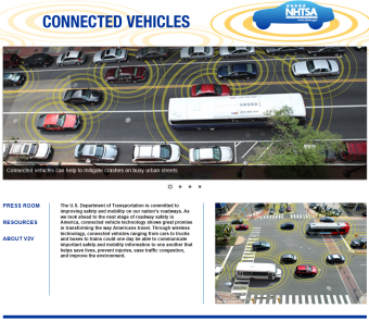 Image of www.safercar.gov/ConnectedVehicles website