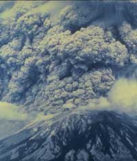 The ash cloud formed by the May 18, 1980, eruption at Mount Saint Helens, WA