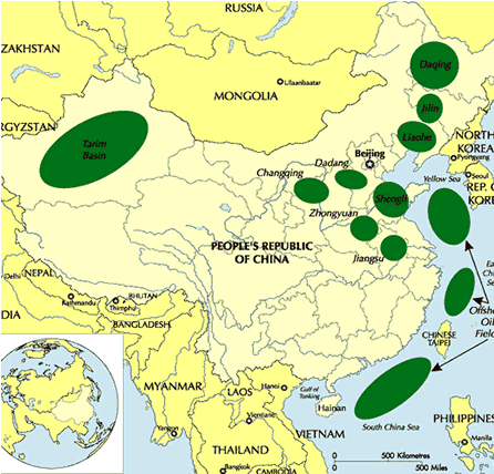 Map of China oil fields