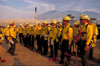 military firefighter crew briefing