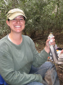 photo: Biologist holding Western yellow-billed cuckoo