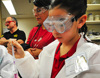 Student in lab coat