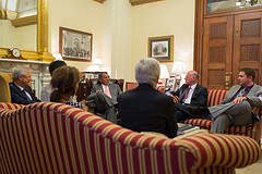 Speaker John Boehner talks with G8 Presiding Officers in his office at the U.S. Capitol. September 7, 2012. (Official Photo by Bryant Avondoglio)

--
This official Speaker of the House photograph is being made available only for publication by news organizations and/or for personal use printing by the subject(s) of the photograph. The photograph may not be manipulated in any way and may not be used in commercial or political materials, advertisements, emails, products, promotions that in any way suggests approval or endorsement of the Speaker of the House or any Member of Congress.