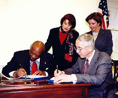 Congresswoman Pelosi at the Signing of the Transfer of the Hunters Point Naval Shipyard