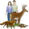 people, deer, fox