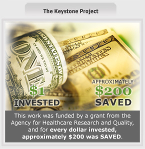 The Keystone Project. This work was funded by a grant from the Agency for Healthcare Research and Quality, and for every dollar invested, approximately $200 was SAVED.