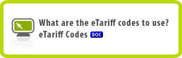 What are the eTariff Codes to use?