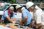 Bay St. Louis, MS - Volunteers help with home construction at a Habitat for Humanity project in Bay St. Louis, MS.  More than 35,000 national service participants contributed more than 1.6 million hours of volunteer service during the first year of hurricane relief and recovery efforts along the Gulf Coast, according to a report released on August 25, 2006 by the Corporation for National and Community Service.