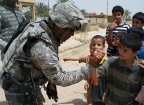 Soldier with kids