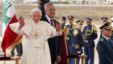 Pope Benedict XVI waves upon his arrival at Beirut international airport as he is welcomed by Lebanon