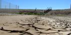 View of the mud, baked and cracked in the heat