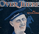 Cover of songsheet 'Over There' showing a sailor, smiling