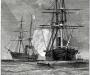 Two sailing vessels at sea in nineteenth century