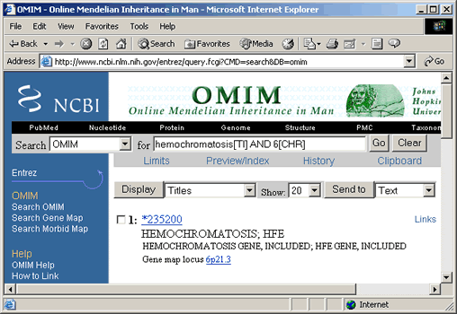 OMIM Search Results