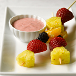 Photograph of Fruit Skewers With Yogurt Dip.