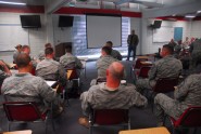 Dr. Fred P. Lewis, Director of Weather for the U.S. Air Force, speaks to senior Air Force weather leadership during a meeting at Camp Blanding Joint Training Center, June 21, 2011, to discuss present operations and the future of the weather career field. Camp Blanding is home to the National Guard’s Weather Readiness Training Center (WRTC) and the 159th Weather Flight. Photo by Sgt. 1st Class Blair Heusdens