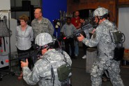 Maj. Gen. Emmett R. Titshaw, the Adjutant General of Florida, observes Soldiers demonstrating the Dismounted Soldier Training System at the U.S. Army Program Executive Office for Simulation, Training and Instrumentation in Orlando, Sept. 9, 2011. Photo by Sgt. 1st Class Blair Heusdens