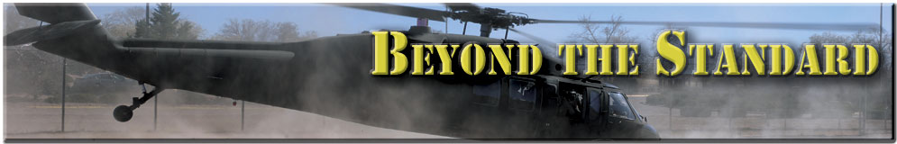 Banner for New Mexico National Guard with Beyond the Standard text, our motto