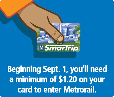 Minimum fare requirement of $1.20 on SmarTrip