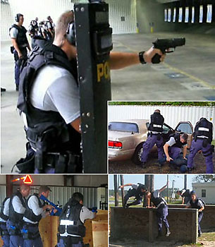 A collage of agents training in various tactical simulations.